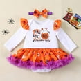 thumbnail image 2 of MEZZALL Baby Girls Halloween Outfits O-neck Long Sleeve Pumpkin Print Dress Sets With Headband Fall Winter Casual Party Wear For Toddler 1-12 Months Festival Clothes Breathable / 9-12 Months, 2 of 4