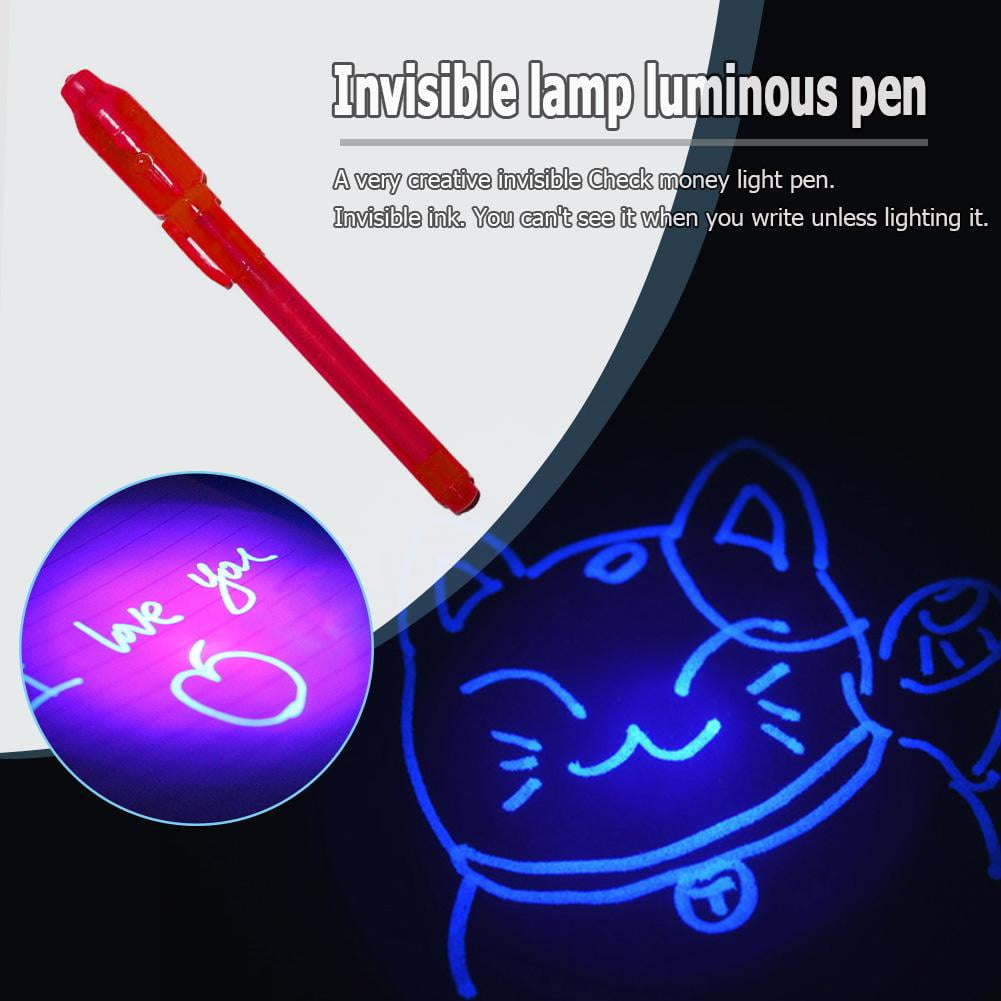 LoyGkgas New 2 in 1 Luminous Light Invisible Ink Pen UV Kids Drawing Magic Pens (Red)