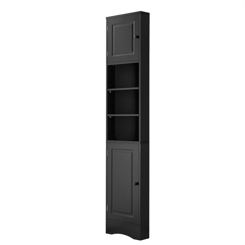 Triangular Corner Storage Cabinet with 2 Doors, Tall Bathroom Hutch Cabinet and Adjustable Shelves