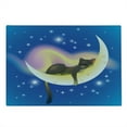 thumbnail image 2 of Cat Cutting Board, Cat Sleeping on Crescent Moon Stars Night Dreams Themed Design, Decorative Tempered Glass Cutting and Serving Board, Large Size, Yellow Blue, by Ambesonne, 2 of 5