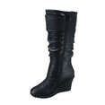 thumbnail image 3 of Bottes Mode pour Femmes à Fermeture Éclair Hauteur Genou, Talon Compensé Décontracté, Chaussures d'Hiver ( Noir, 10), 3 of 5