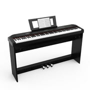 Ataucjin Portable Electric Keyboard Piano with Metal Pedal, 88-Key Weighted Digital Piano, Built-In Speakers Full Size for Beginners and Professionals, Power Supply