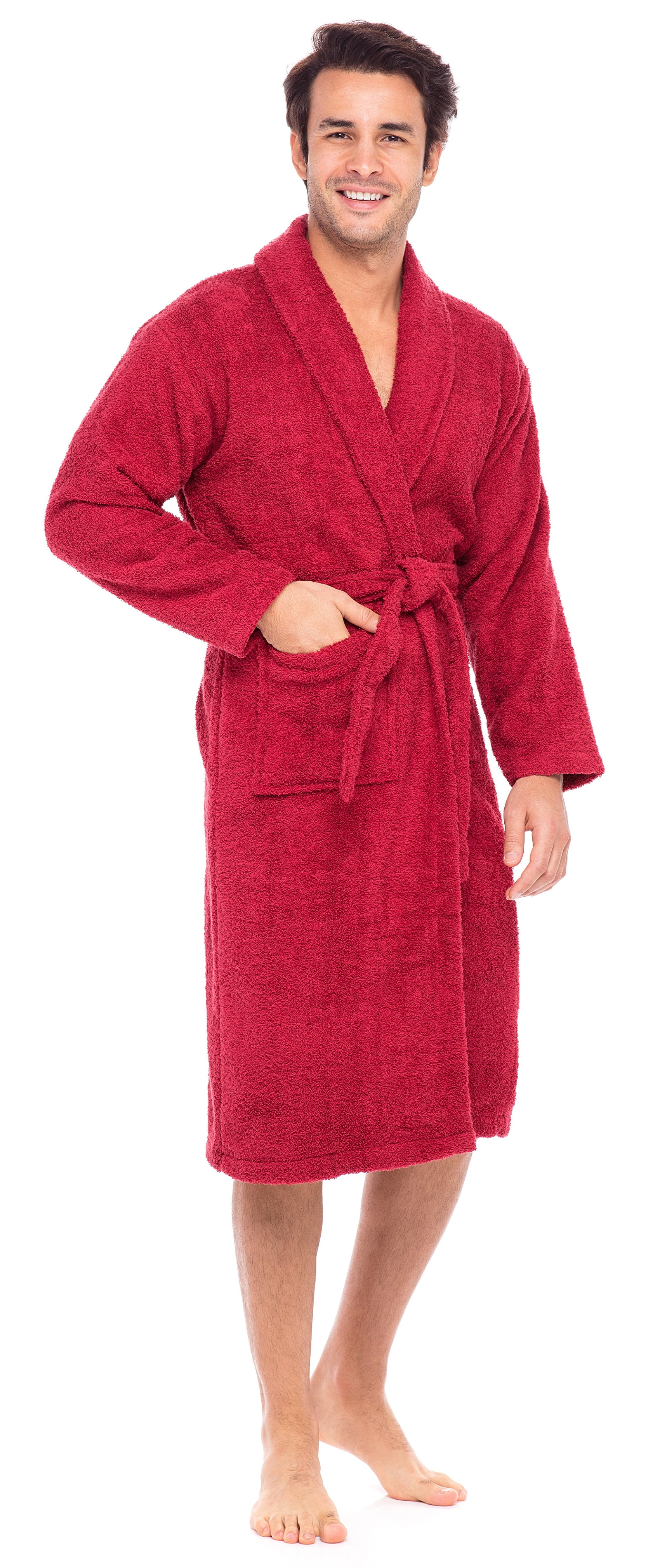 SKYLINEWEARS Men’s Robe Terry Cotton Bathrobe Shawl Collar Shower Bath Robes Kimono Sweat
