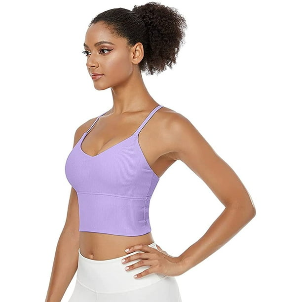 Sports Bras Women Yoga Bra, Longline Removable Bra Tank Top, Workout Fitness  Gym Camisole Yoga Running Shirts 