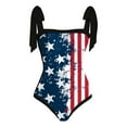 thumbnail image 4 of EGNMCR Women's One-piece Swimsuit American Flag Printed Swimwear Bikini Lace-Up Bathing Suit Long Skirt Chiffon Two-Piece Swim Set - Summer Savings Clearance, 4 of 4