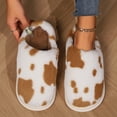 thumbnail image 3 of Gaexia Couples Men Women On Furry Flat Home Winter Round Toe Keep Warm Prints Slippers Shoes - w30-Brown, 3 of 6