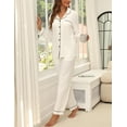 thumbnail image 3 of Conjunto de pijama ZMJ camisa blanca de manga larga y pantalones para mujer S, 3 of 7