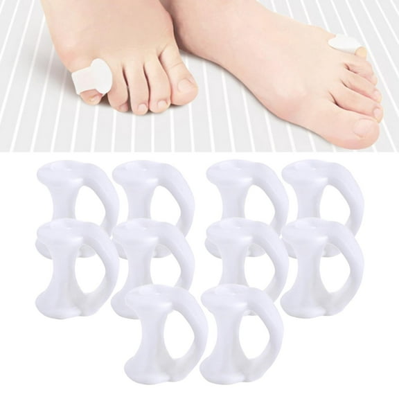 10 Pieces Soft Reusable Sleeves Pinky Toe Separator Toe Separators Little Toe Straightener for Overlapping Toes - White, 2.5x2.2x2cm