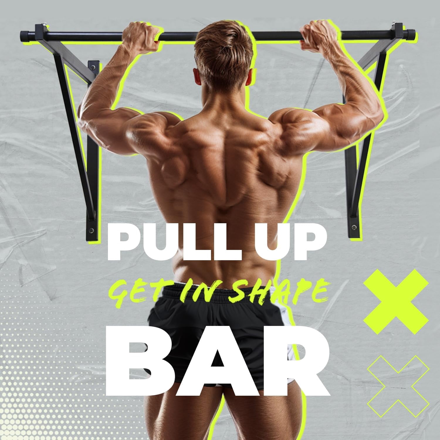 Kojem Pull up Chin Up Bar Gym Workout Fitness Training 50'' Heavy Duty Wall Mounted Home Mount Fitness 500lbs