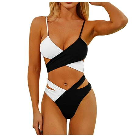 JDEFEG Bikini Swimsuit for Juniors Push Up Bathing Beachwear Bra Padded Swimwear Set Push-Up Swimsuit Womens Suit Bikini Swimwears Tankinis Set Bathing Suits Teen Shorts Polyester Black S