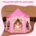 thumbnail image 3 of Princess Tent Girls Large Playhouse Kids Castle Play Tent with Star Lights Toy for Children Indoor and Outdoor Games, 55'' x 53'' (DxH) (Pink Princess Tent with Play Mat), 3 of 6