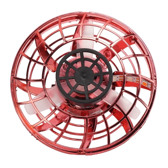 Hand Operated Drone Flying Toys USB Charging Mini UFO Drone Spinner with 360 Degree Rotating and Shinning RGB LED Lights for Adults Gifts Indoor Outdoor Fun[Red]