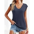thumbnail image 3 of Womens Tops Basic Summer V Neck T Shirts Short Sleeve Basic Plain T-Shirt Cute Tops for Women Clothes Solid Color Casual Loose Blouses, 3 of 3