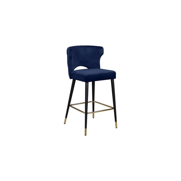 Elegant Escape Contemporary Velvet Upholstered Counter Height Stool with Gold Tipped, Black Metal Legs, 22" W x 19" D x 38.5" H, Set of 2