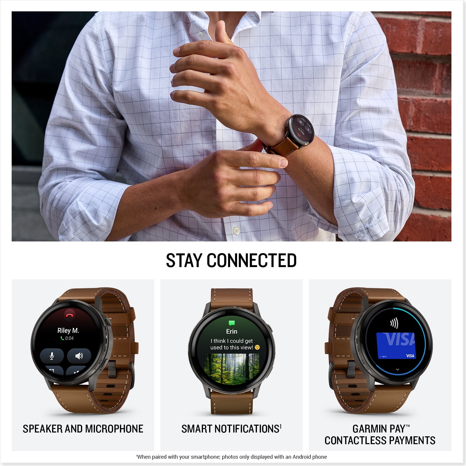 Garmin Venu 4 (Slate/Black/Brown Leather, 45mm) Fitness GPS Smartwatch Bundle with PlayBetter Portable Charger & HD Screen Protectors