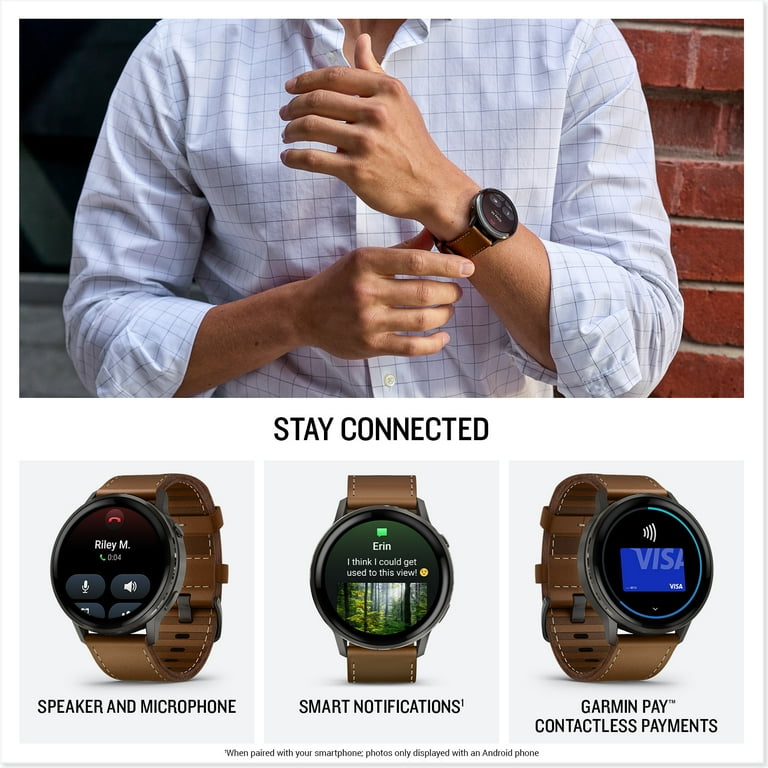 Garmin Venu 4 45mm GPS Fitness Smartwatch, Slate with Brown