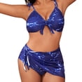 thumbnail image 2 of YDLCAFD Easter Women's Bathing Suits Halter Ring Bikini Set With Cover Up Skirt, 2 of 7