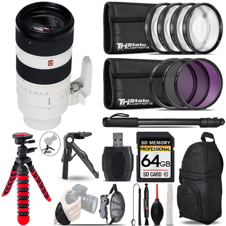 Sony FE 70-200mm f/2.8 GM OSS II Lens + MACRO  UV-CPL-FLD Filter + Monopad - 64GB Accessory Kit