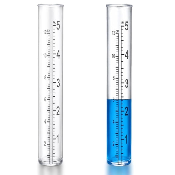 2Pcs Plastic Rain Gauge Replacement Tube 5 Inch Capacity Dual Scale Outdoor Freeze Proof Accurate Rainfall Measurement