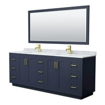 Wyndham Collection Miranda 84" Metal Double Bathroom Vanity in Blue/Gold