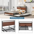 thumbnail image 4 of Bellemave Queen Platform Bed Frame with Twin Size Trundle, Usb Ports and Storage Shelf, Metal Queen Bed Frame with Headboard, Noise-Free, No Box Spring Needed(Black), 4 of 11