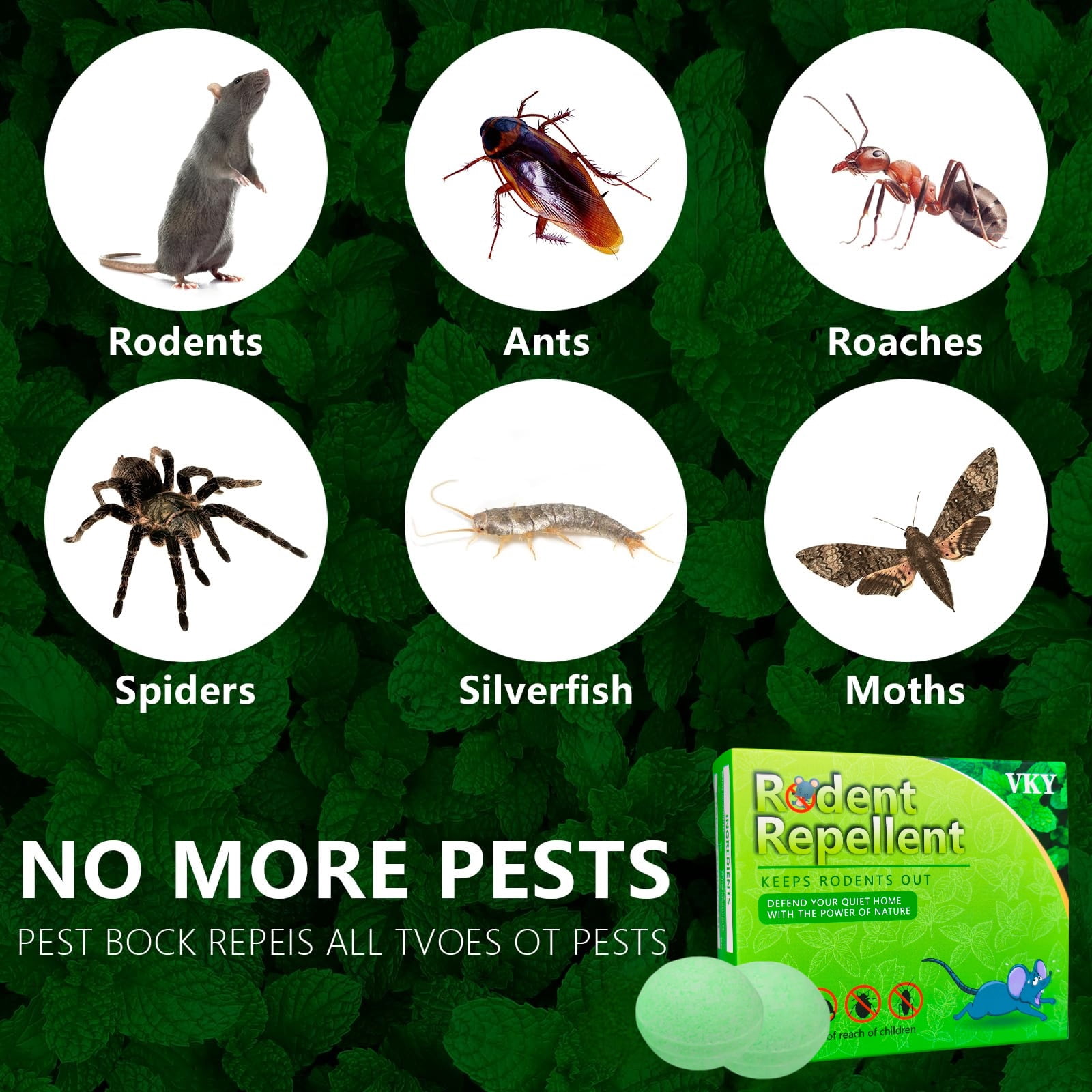 NaturalRepellent Ball： RodentRepellent is formulated with botanical rodentrepellents that leavepests with no place to hide. No traps, no harsh chemicals.