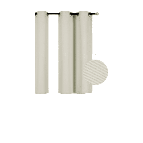 Gorgeous Home Linen 1pc Unlined Blackout Short Window Curtain Grommets Panel 28"Wide x 54"Long Solid Color Ivory