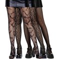 thumbnail image 1 of Lace Patterned Fishnet Tights for Women Black Fishnets Leggings Lace Tights, 1 of 1