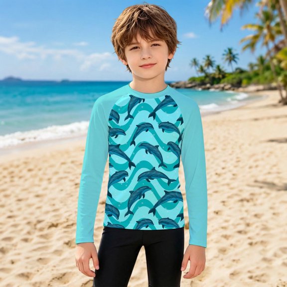 RTKFRFLM Kids UV Sun Protection Rashguard Shirt Tie Dye Long Sleeve Raglan Sleeve Quick Dry Swimwear Water Tops