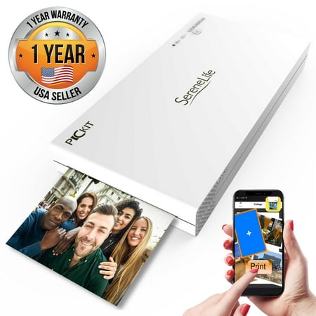 SereneLife PICKIT20 - Portable Instant Photo Printer - Wireless Picture Printing for iPhone or Android Smartphone