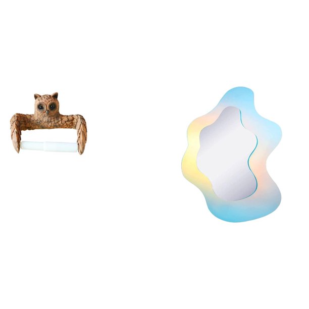 Soporte de papel higiénico,Escultura de pared de búho con porta rollo de papel higiénico,Toallero de pared para colgar en la pared,organizador de rollos de papel higiénico,espejo acrílico