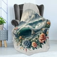 thumbnail image 3 of Ambesonne Nautical Fleece Throw Blanket Sailboat in Rose Wreath 60"x80" Teal Salmon and Slate Blue, 3 of 5