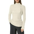 thumbnail image 2 of Sweaters for Women 2025 Long Sleeve Half Turtleneck Button Ribbed Knit Sweater Jumper Top Womens Pullover Sweaters, 2 of 6