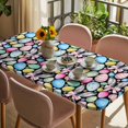 thumbnail image 3 of Easter Table Cloths for 5 Foot Rectangle Tables, Spring Colorful Eggs Bunny Flower Plant Black Patio Waterproof Elastic Fitted Tablecloths, Washable Rectangular Table Cover for Camping, 3 of 8