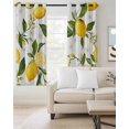 thumbnail image 2 of Yellow Lemon Blackout Curtains, Light Blocking Print Window Curtains, White Flowers Elegant Country Plants Thermal Insulated Window Drapes for Living Room Kitchen Cafe 2 Panels, 55"W x 39"L, 2 of 9