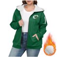 thumbnail image 1 of Suéter de manga larga con capucha y chaquetas informales para mujer, moda de talla grande, color liso, con cremallera y capucha, suéter grueso de terciopelo, hombros caídos, blusa de poliéster para mu, 1 of 4