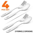 thumbnail image 2 of Zulay Kitchen Flatware Set Stainless Steel Spoons & Forks for Children - 4 Piece Set (2 Forks & 2 Spoons), 2 of 9
