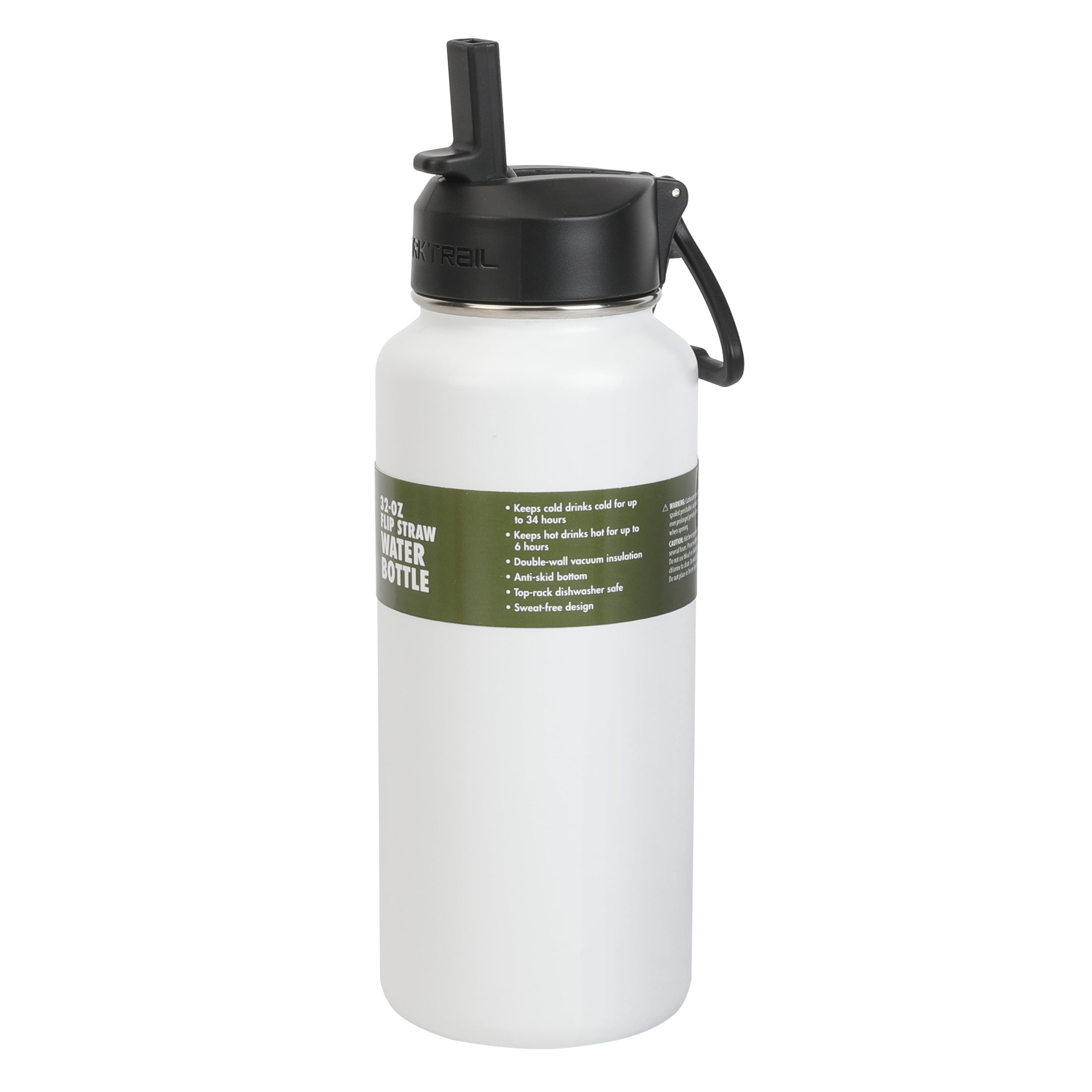 (3 pack) Ozark Trail 32oz Insulated Stainless Steel Water Bottle with Handle and Flip Lid, White, 1 Each