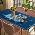 thumbnail image 3 of Blue Christmas Trees Table Cloths for 5 Foot Rectangle Tables, Navy Winter Snowflakes Retro Plaid Patio Waterproof Elastic Fitted Tablecloths, Washable Rectangular Table Cover for Camping, 3 of 8