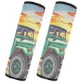 thumbnail image 2 of Car Seat Strap & Belt Covers - Flannel Material, Velcro Design, All-Season Use, 2-Piece Set (S&M Sizes)，A Green Car, 2 of 8