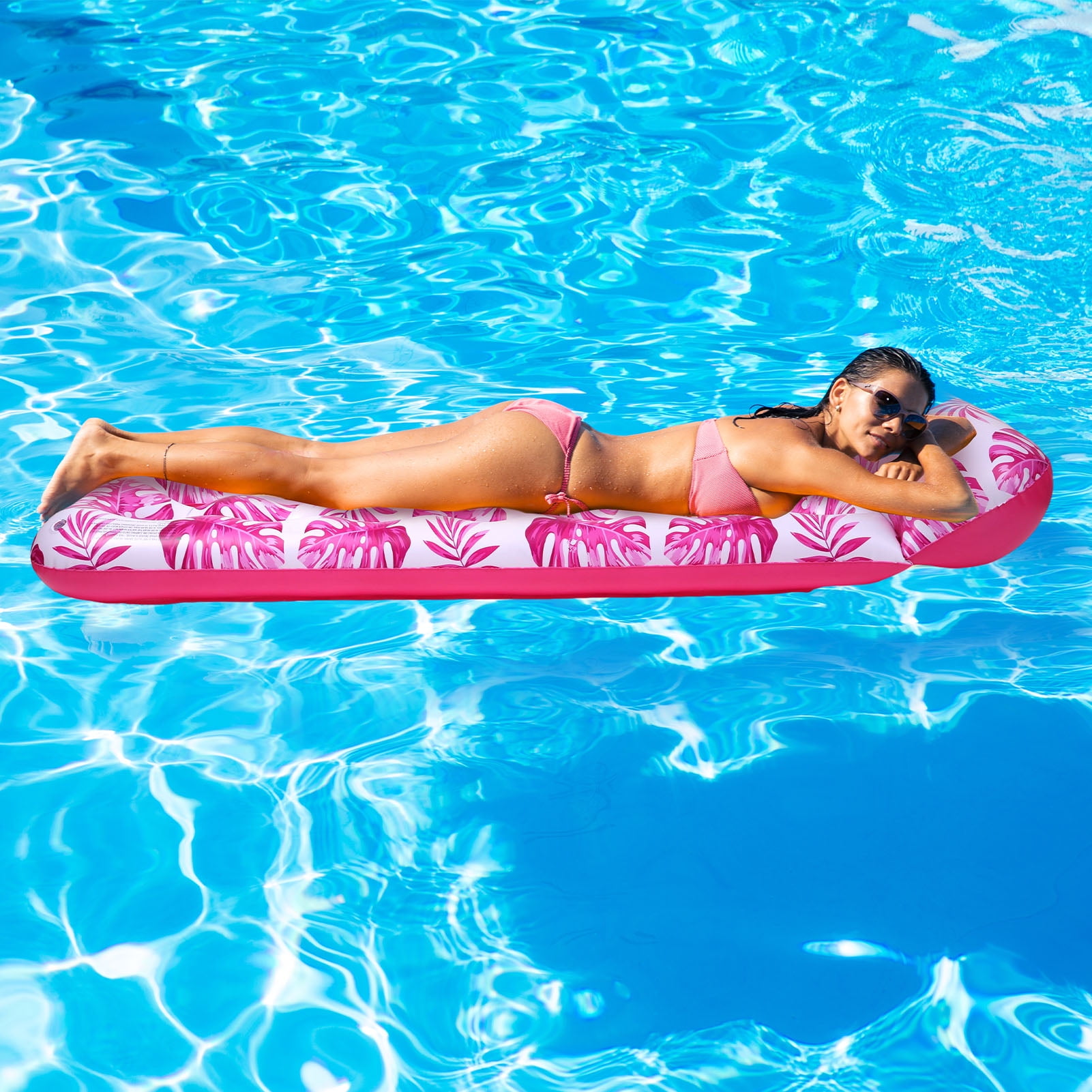 Hengguang 2Packs Inflatable Pool Float Lounger, 70" x 36" Pool Floaties Sun Tanning Bed Float with Headrest for Adults, Floating Mat Pool Lounge Raft Floaty for Swimming Pool Party Cool Water Fu