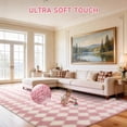 thumbnail image 2 of CozyDesg Large Rugs,5'x7' Soft Fluffy Shag Indoor Floor Carpet for Living Room Bedroom Dining Room Office Home Decor,Pink & White, 2 of 8