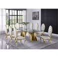thumbnail image 2 of Clear Glass Dining Set with Table and 8 White Faux Leather Chairs, 2 of 4