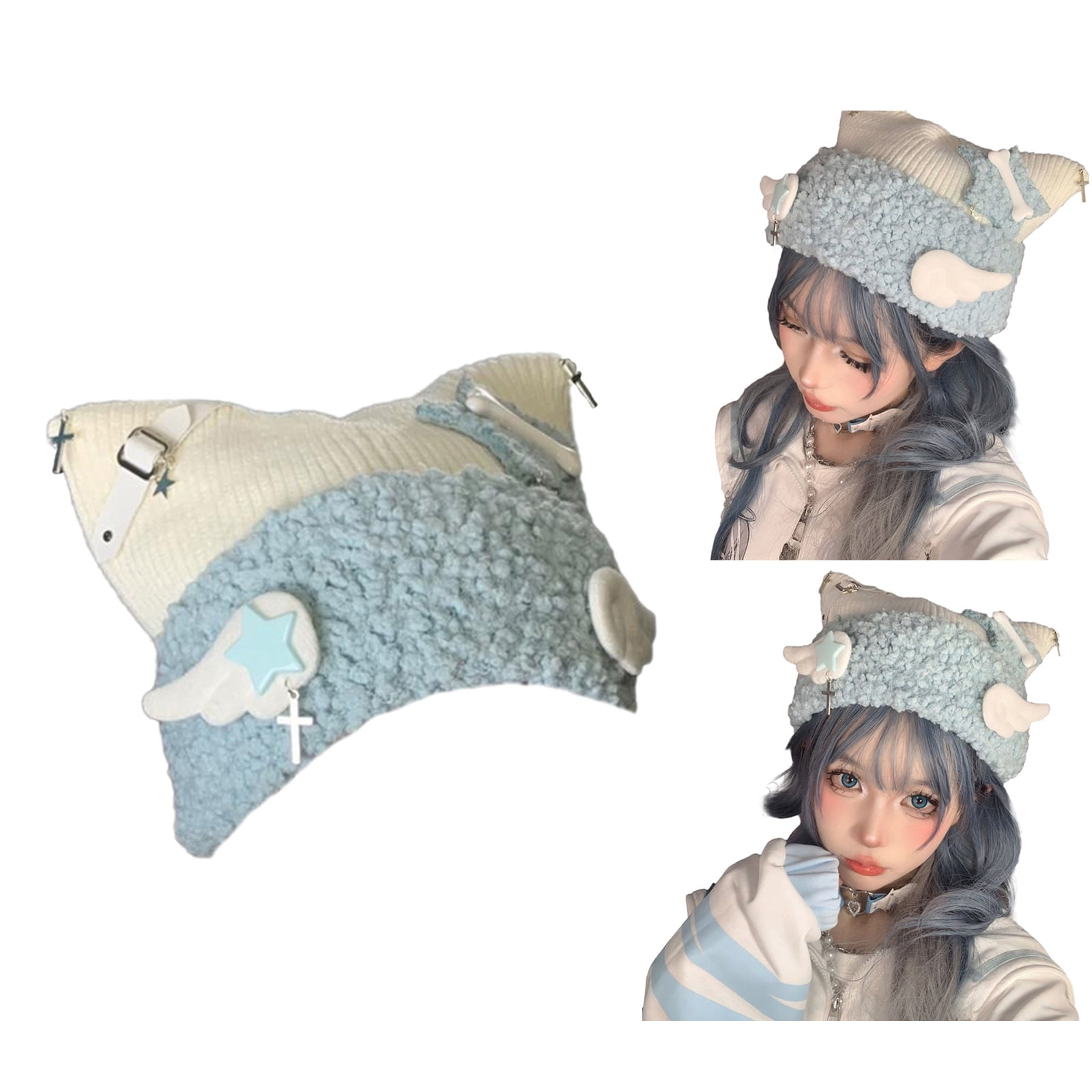 Handmade Knitted Ears Hat Womens Pullover Caps Soft Woolen Colorful Caps Cute Beanies Bonnet Gift
