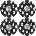 thumbnail image 2 of Shower Caps,Black Halloween White Ghosts Waterproof Shower Cap for Women 4 Pieces,Double Reusable Hair Cover for Shower PEVA Elastic Stretch Hem, 2 of 7