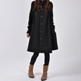thumbnail image 5 of Women's Wool Coat Turtleneck Slim Fit Overcoat Autumn Winter Single Breasted Long Coat for Outdoor Work Party, 5 of 7