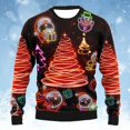 thumbnail image 2 of VBARHMQRT Sweat à Capuche Zippé Noir Hommes Automne et Hiver Imprimé 3D Noël Pull Rayé Col Rond Père Noël, 2 of 3