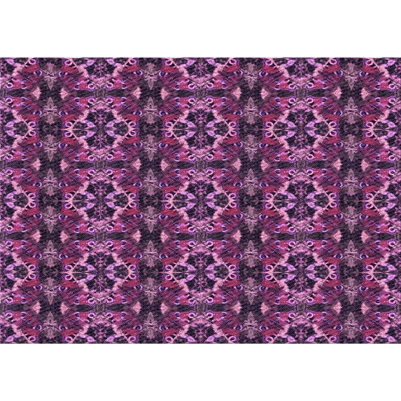 Ahgly Company Indoor Rectangle Patterned Orchid Purple Area Rugs, 7' x 10'