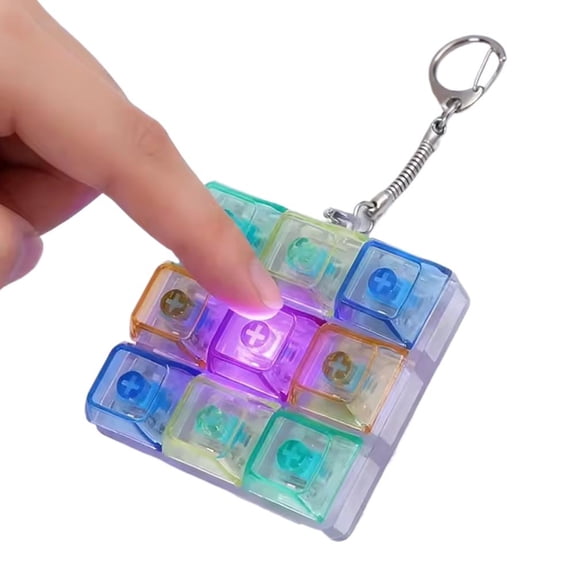 Mini Keyboard Keychain Fidget Toy with 9 Clicky Keys, Portable Desk Gadget, Cute Mechanical Keyboard Toy for Teens & Adults, Novelty Keychain Gift