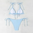 thumbnail image 6 of JIANJIA Swim Suits for Women Summer Solid Color Sexy Lace Up Spaghetti Strap Brassiere With Thongs Two Piece Bikinis Swimwears Activewear,Blue,M, 6 of 8